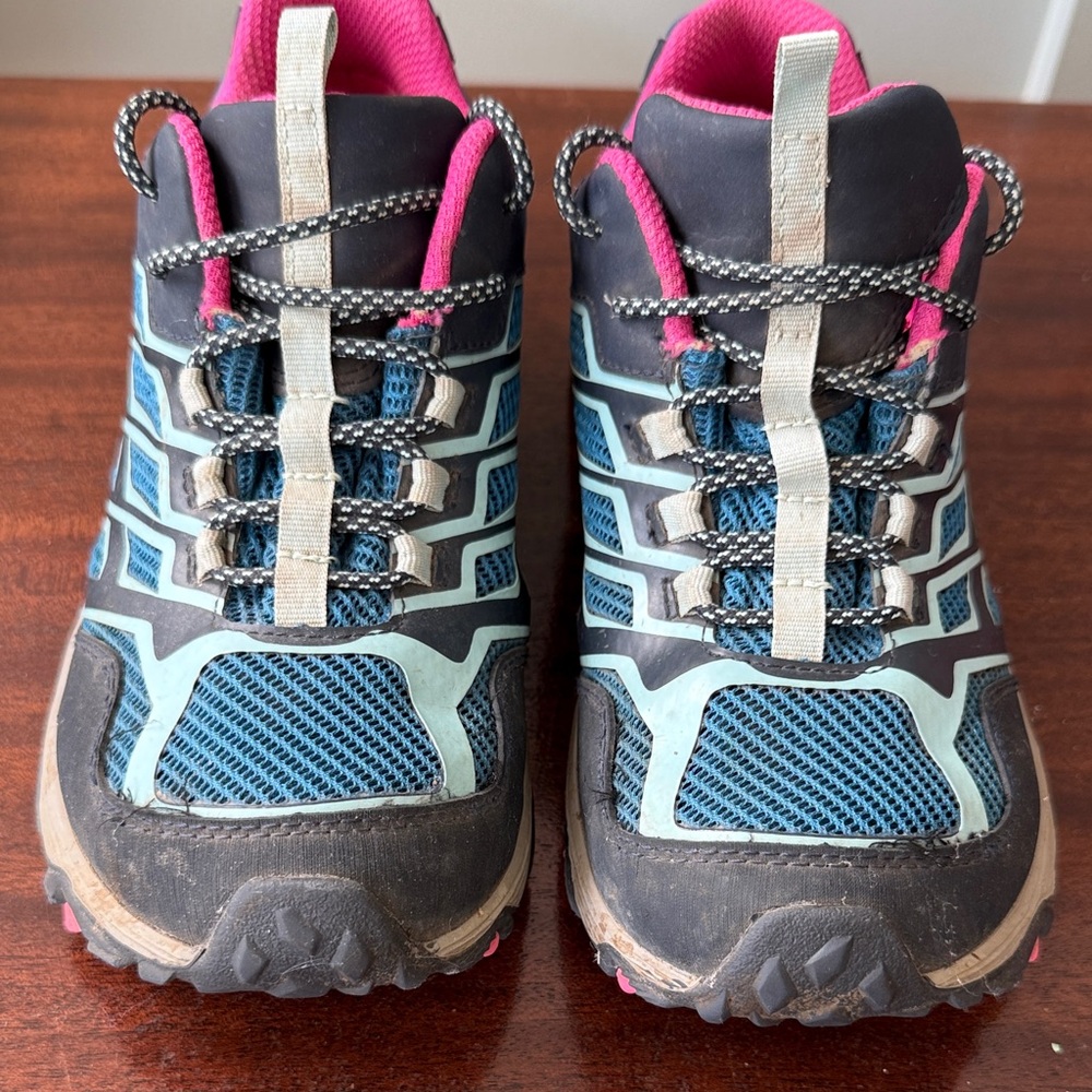 Merrell Kids' Moab Hiking Sneakers - Blue, Black, and Pink - Picture 3 of 12